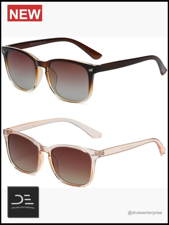 Polarized UV400 Protection Retro Rectangular Sunglasses Plastic Frame